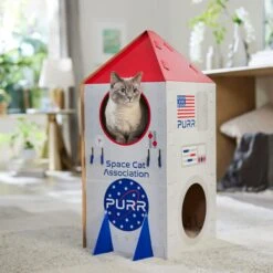 Frisco Spaceship Cardboard Cat House, 2-Story -Cat Pet Supplies 317721 PT4. AC SS1800 V1688677264