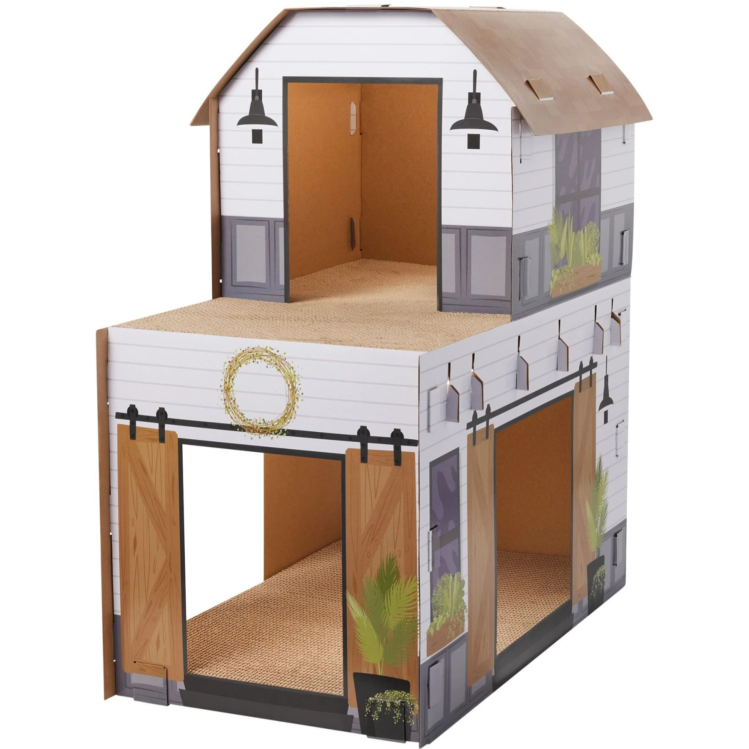 Frisco Farmhouse Cardboard Cat House, 2-Story 3 Frisco Farmhouse Cardboard Cat House, 2-Story