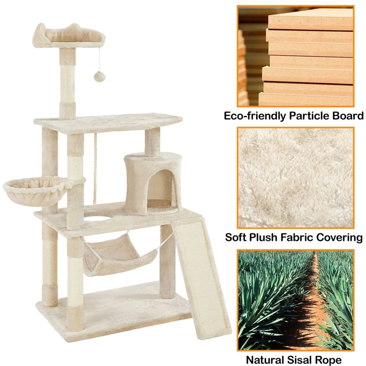 Yaheetech 63.5-in Plush Cat Tree & Condo 6 Yaheetech 63.5-in Plush Cat Tree & Condo - Image 4