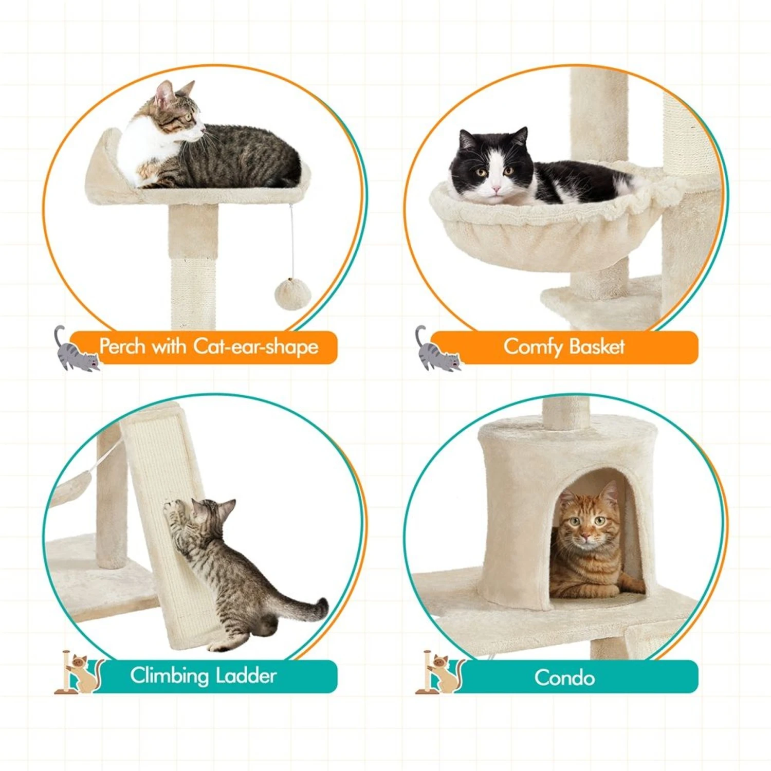 Yaheetech 63.5-in Plush Cat Tree & Condo 7 Yaheetech 63.5-in Plush Cat Tree & Condo - Image 5