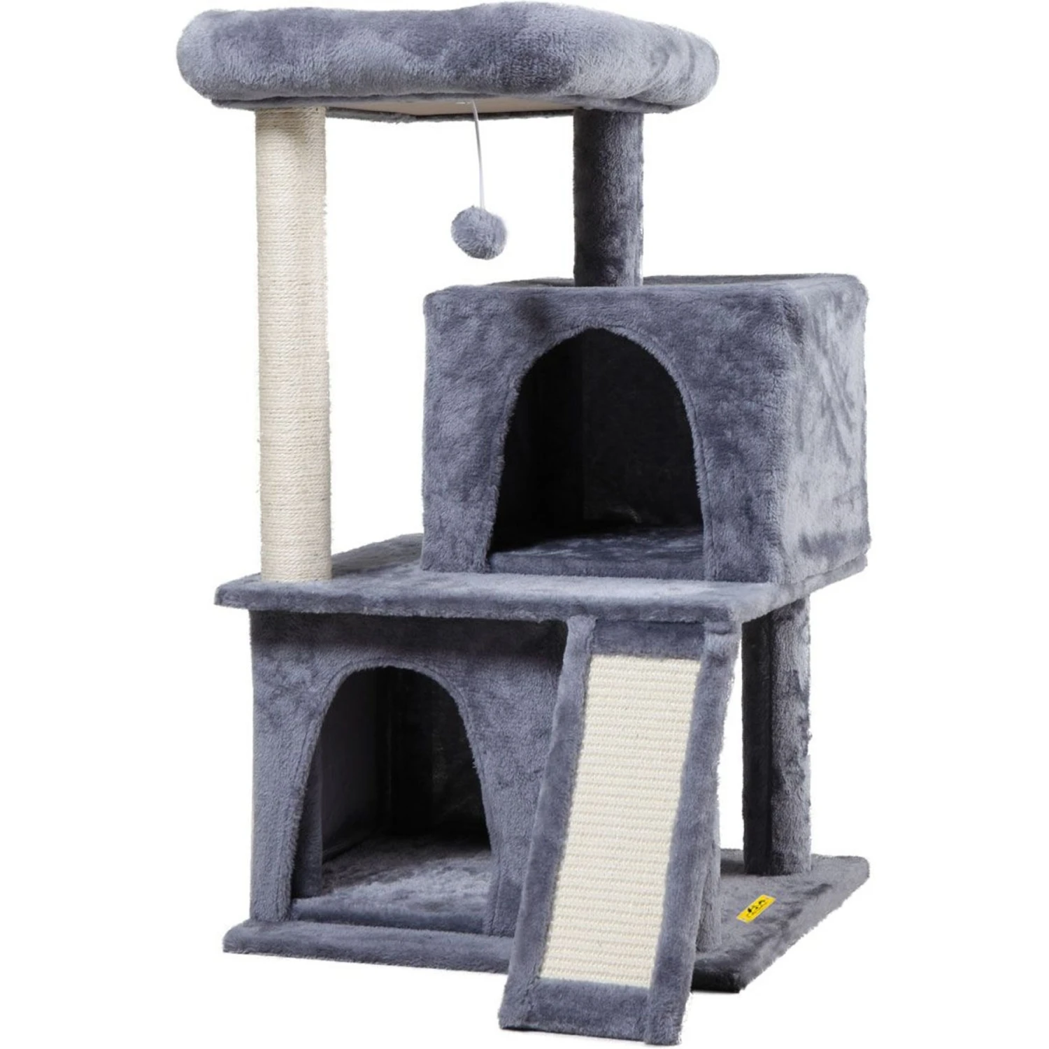 Coziwow By Jaxpety Faux Fur Cat Tree Tower & Condos With Scratch Posts, 34-inch, Grey 6 Coziwow By Jaxpety Faux Fur Cat Tree Tower & Condos With Scratch Posts, 34-inch, Grey - Image 4