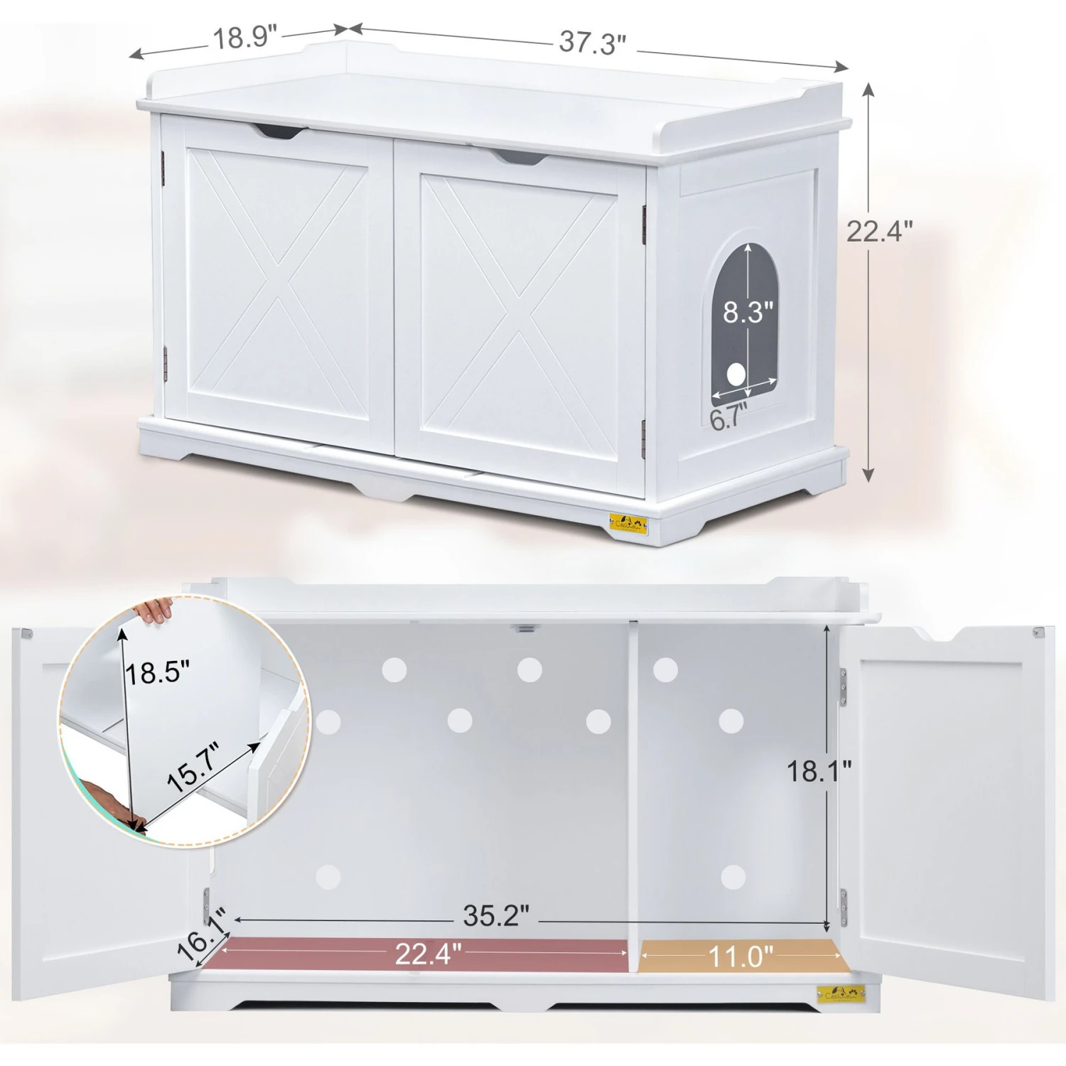 Coziwow By Jaxpety Wooden Storage Bench Cat Litter Box 5 Coziwow By Jaxpety Wooden Storage Bench Cat Litter Box - Image 3