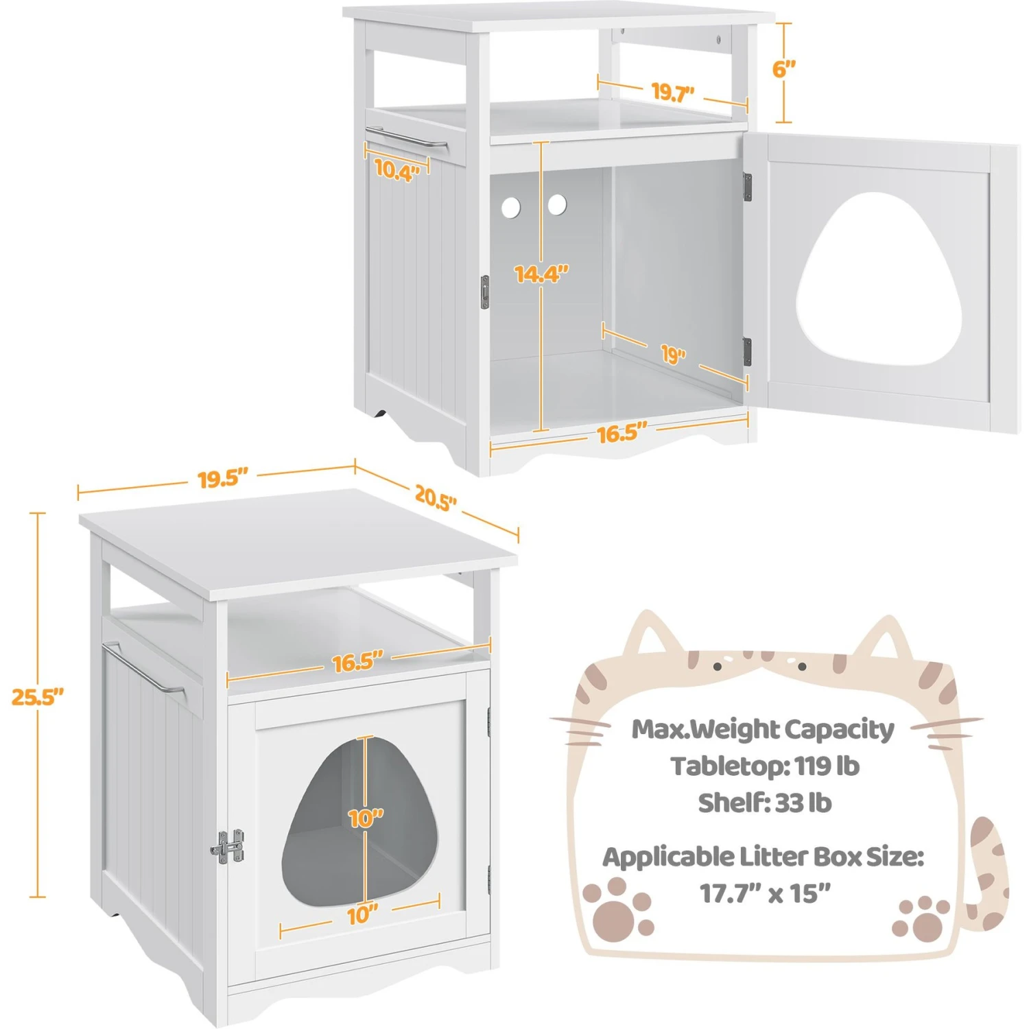 Yaheetech End Table Cat Litter Box Enclosure With Wooden Structure Open Shelf 5 Yaheetech End Table Cat Litter Box Enclosure With Wooden Structure Open Shelf - Image 3