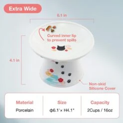 Necoichi Extra Wide Raised Cat Food Bowl -Cat Pet Supplies 357119 PT3. AC SS1800 V1657657126