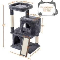 Yaheetech 3 Tiers 42-in Plush Cat Tower With Double Cat Condo -Cat Pet Supplies 358005 PT2. AC SS1800 V1642691793