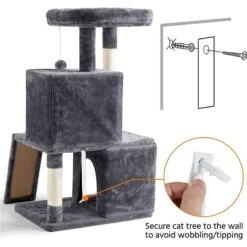 Yaheetech 3 Tiers 42-in Plush Cat Tower With Double Cat Condo -Cat Pet Supplies 358005 PT7. AC SS1800 V1642694375