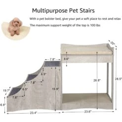 Unipaws Decorative Bunk Cat Bed With Ladder, Weathered Grey -Cat Pet Supplies 361894 PT4. AC SS1800 V1675693825