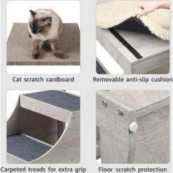 Unipaws Decorative Bunk Cat Bed With Ladder, Weathered Grey -Cat Pet Supplies 361894 PT5. AC SS1800 V1675693839