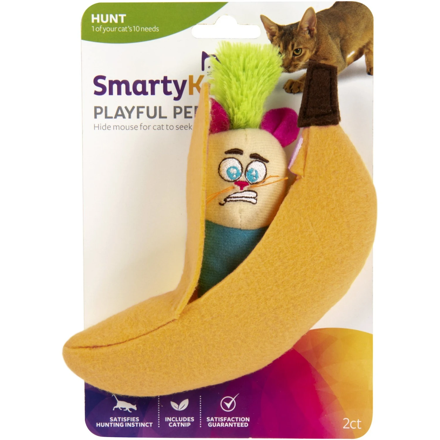 SmartyKat Playful Peeker Mouse & Banana Cat Toy, Yellow, Medium, 2 Count 3 SmartyKat Playful Peeker Mouse & Banana Cat Toy, Yellow, Medium, 2 Count