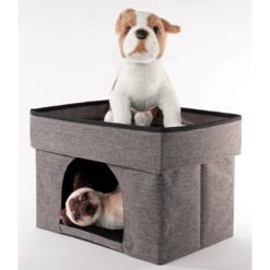 Precious Tails Home Base Rectangular 2-Tier Collapsible Cat Cave -Cat Pet Supplies 366632 PT5. AC SS1800 V1644368828
