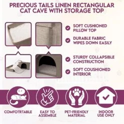 Precious Tails Home Base Rectangular 2-Tier Collapsible Cat Cave -Cat Pet Supplies 366632 PT8. AC SS1800 V1644372403