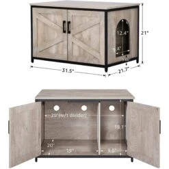 Unipaws Cat Litter Box Enclosure With Top Opening, Weathered Gray -Cat Pet Supplies 373041 PT3. AC SS1800 V1650094610