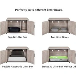 Unipaws Cat Litter Box Enclosure With Top Opening, Weathered Gray -Cat Pet Supplies 373041 PT7. AC SS1800 V1657657614