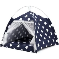 Lovely Caves Stars Dog & Cat Tent, Blue, Medium