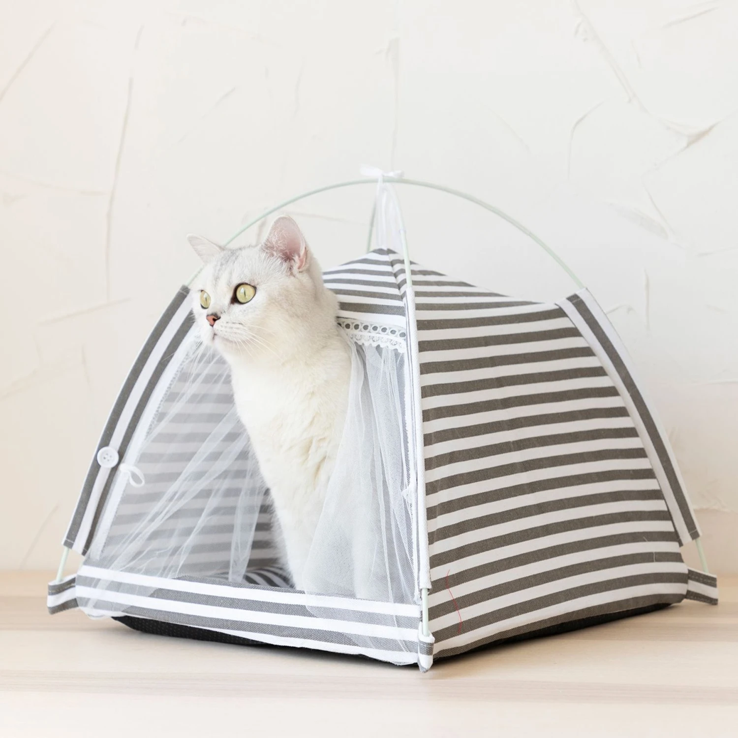 Lovely Caves Stripe Dog & Cat Tent, Gray, Medium 3 Lovely Caves Stripe Dog & Cat Tent, Gray, Medium