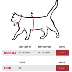 Red Dingo Classic Nylon Cat Harness & Leash -Cat Pet Supplies 57597 PT4. AC SS1800 V1703091390