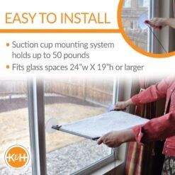 K&H Pet Products Window Lounger Cat Perch, Natural, 12x23-in -Cat Pet Supplies 613502 PT4. AC SS1800 V1659709709