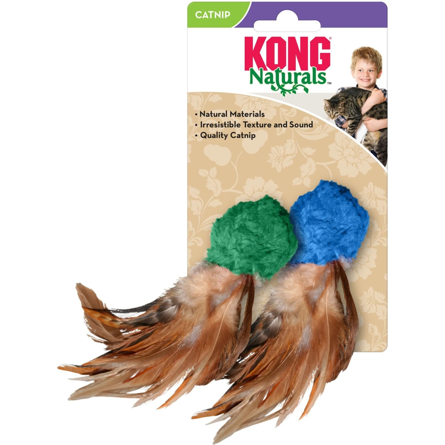 KONG Naturals Crinkle Ball With Feathers Cat Toy, Color Varies 6 KONG Naturals Crinkle Ball With Feathers Cat Toy, Color Varies - Image 4
