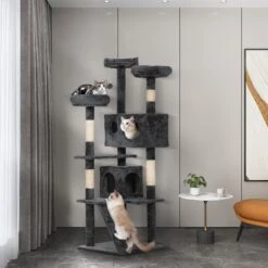 Coziwow 60-in Scratching Posts & Toys Cat Tree & Condo, Grey