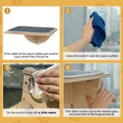 Coziwow Cat Window Perch With Suction Cups, Natural Wood -Cat Pet Supplies 668486 PT8. AC SS1800 V1666649257