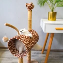 ZEZE Giraffe Tree With Tunnel & Scratcher Cat Furniture, Large -Cat Pet Supplies 700534 PT2. AC SS1800 V1668024638