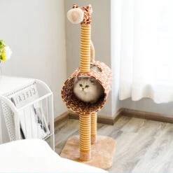 ZEZE Giraffe Tree With Tunnel & Scratcher Cat Furniture, Large -Cat Pet Supplies 700534 PT4. AC SS1800 V1668023595