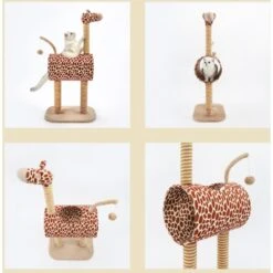 ZEZE Giraffe Tree With Tunnel & Scratcher Cat Furniture, Large -Cat Pet Supplies 700534 PT6. AC SS1800 V1668024570