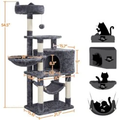 Yaheetech 3-Level Plush Cat Tree, Dark Gray, Medium -Cat Pet Supplies 705022 PT6. AC SS1800 V1668547817