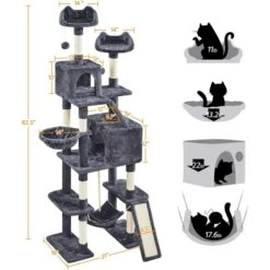 Yaheetech 82.5-in Multi-Level Tree Condo With 2 Foam Edge Perches Cat Tree -Cat Pet Supplies 705110 PT5. AC SS1800 V1668547439