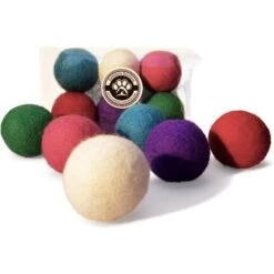 Earthtone Solutions Felted Wool Cat Ball Toy, 6 Count