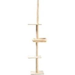 Cat Craft 4-Level Adjustable Climbing & Perch Cat Tree With Bolstered Cat Bed, Cream, X-Large
