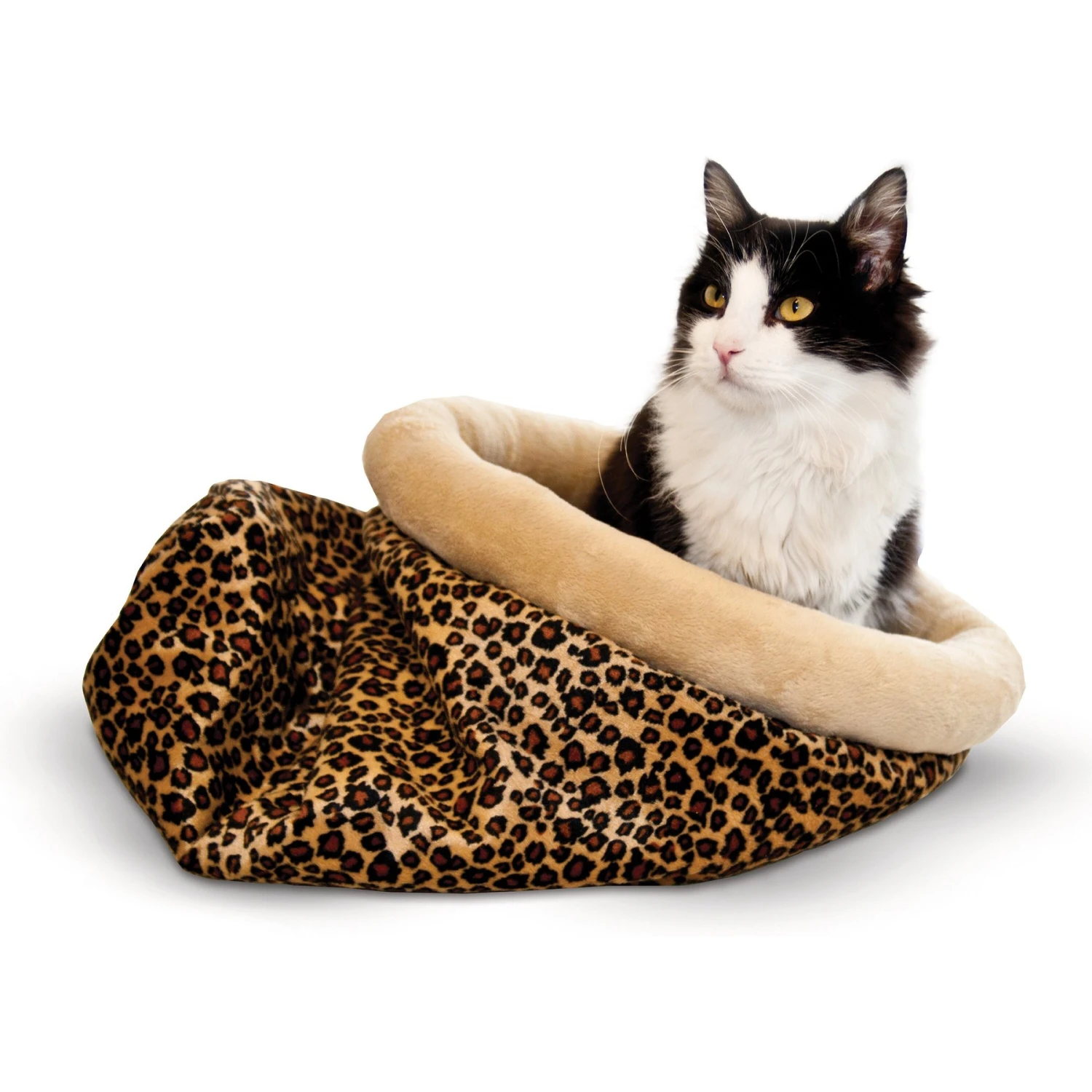 K&H Pet Products Self-Warming Cat Sack Covered Bag Warming Cat Bed, Leopard 3 K&H Pet Products Self-Warming Cat Sack Covered Bag Warming Cat Bed, Leopard