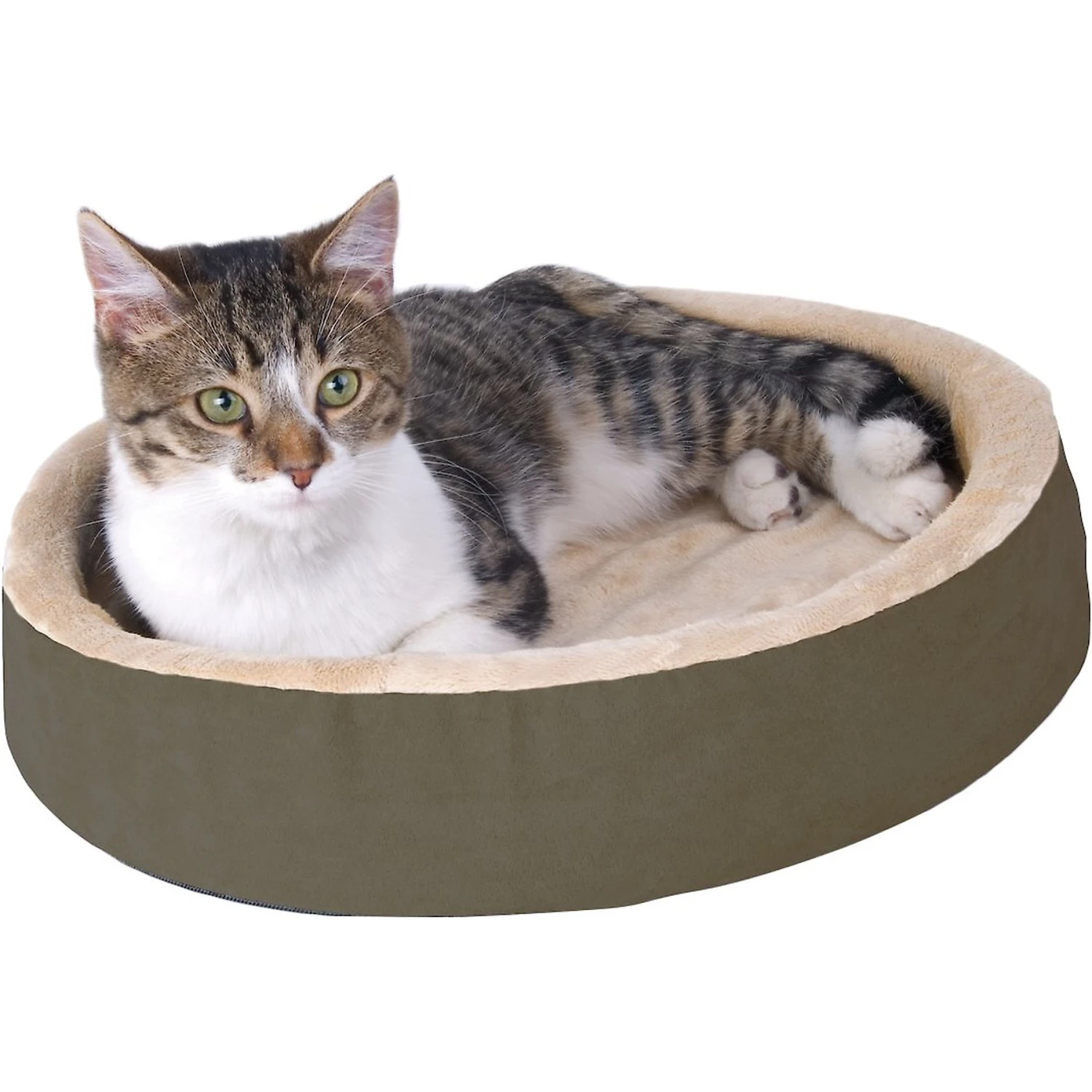 K&H Pet Products Thermo-Kitty Cuddle Up Indoor Heated Bolster Cat Bed, Mocha 3 K&H Pet Products Thermo-Kitty Cuddle Up Indoor Heated Bolster Cat Bed, Mocha