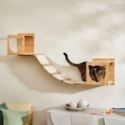 Frisco Cushioned Wall Mounted Cat Wall Shelf & Frisco Cat Silhouette With Bridge Wall Mounted Cat Wall Shelves -Cat Pet Supplies 785550 PT5. AC SS1800 V1677600274