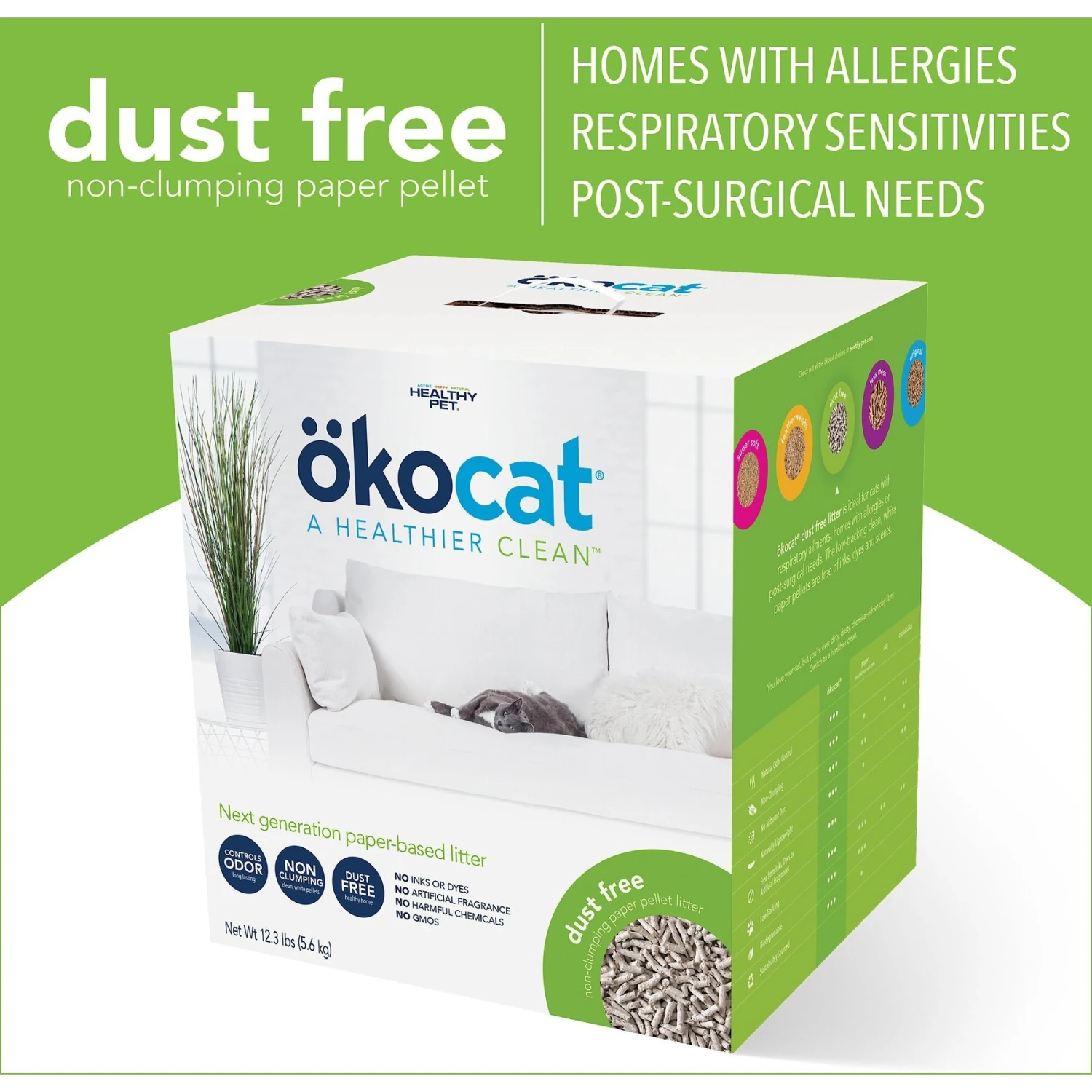 Okocat Dust-Free Unscented Non-Clumping Paper Pellet Cat Litter 4 Okocat Dust-Free Unscented Non-Clumping Paper Pellet Cat Litter - Image 2