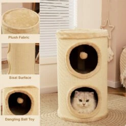 Hanamya Cat Tree Condo Tower, Beige -Cat Pet Supplies 843502 PT2. AC SS1800 V1682954437