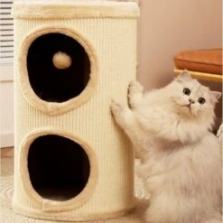 Hanamya Cat Tree Condo Tower, Beige -Cat Pet Supplies 843502 PT4. AC SS1800 V1682954437