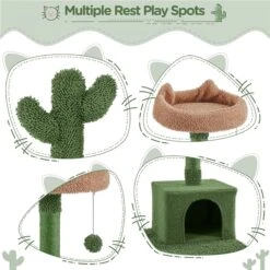 Yaheetech 62.5-in Cactus Cat Tree, Medium, Green & Brown -Cat Pet Supplies 871822 PT3. AC SS1800 V1688738708