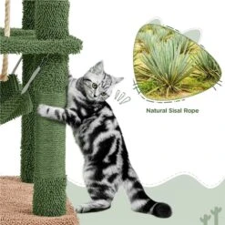 Yaheetech 62.5-in Cactus Cat Tree, Medium, Green & Brown -Cat Pet Supplies 871822 PT6. AC SS1800 V1688738708