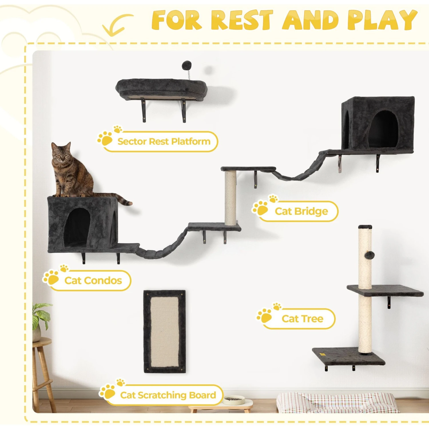 Coziwow Wall Mounted Cat Shelves 7 Coziwow Wall Mounted Cat Shelves - Image 5