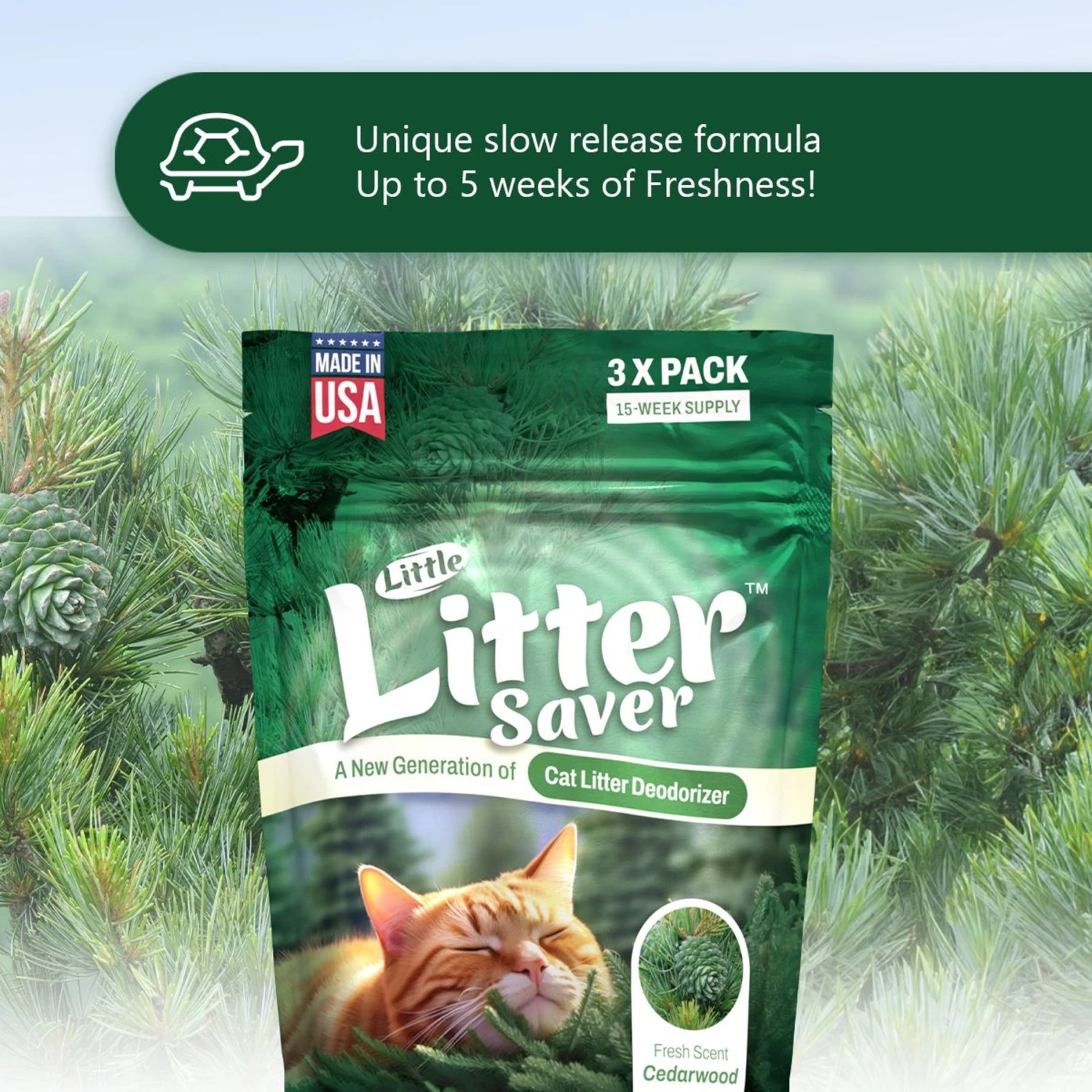 Little Litter Savers Natural Fresh Scent Cedarwood Cat Litter Deodorizer, 1-oz Bag, 3 Count 6 Little Litter Savers Natural Fresh Scent Cedarwood Cat Litter Deodorizer, 1-oz Bag, 3 Count - Image 4