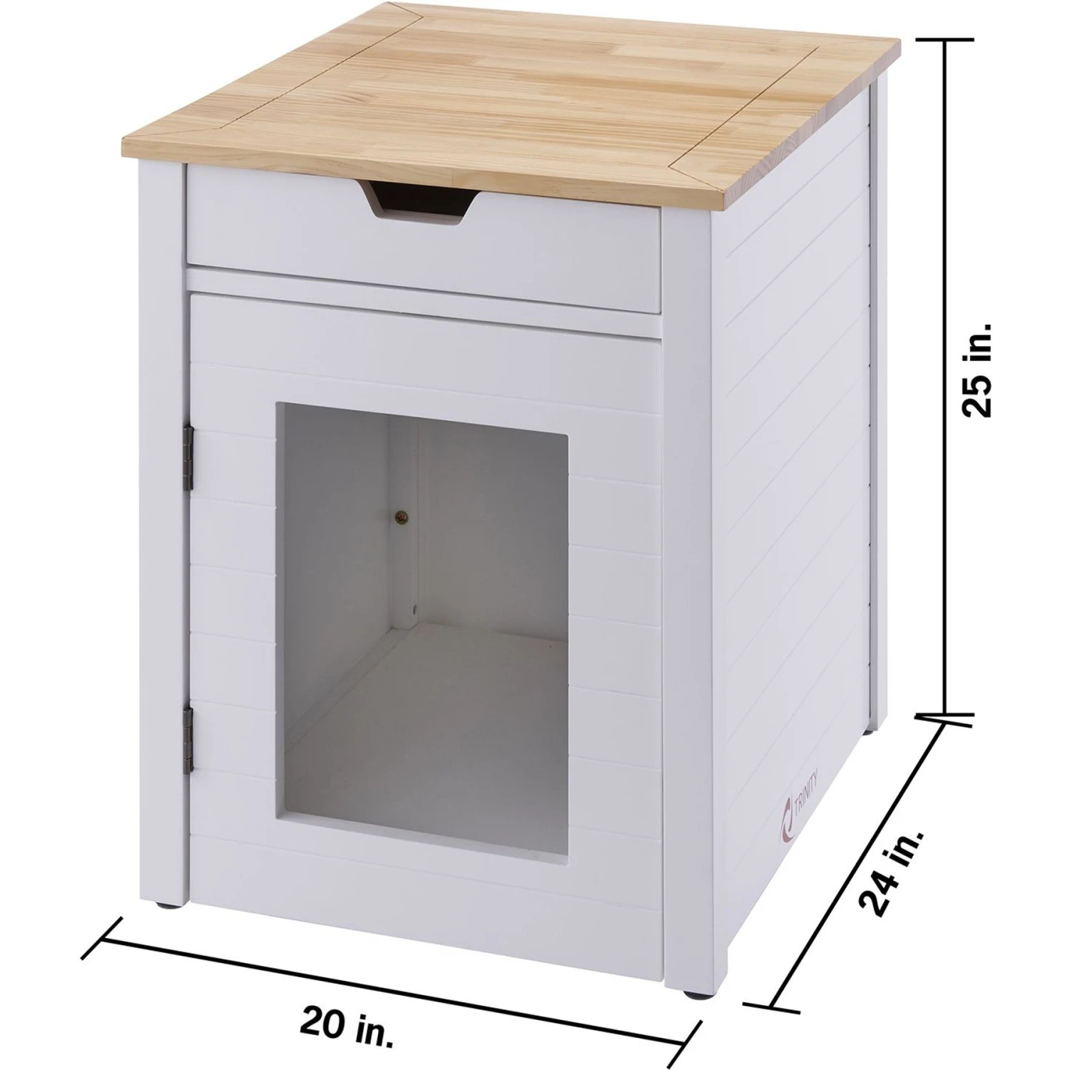 TRINITY 20-in Enclosure End Table With Drawer Cat Litter Box, White, Small 6 TRINITY 20-in Enclosure End Table With Drawer Cat Litter Box, White, Small - Image 4