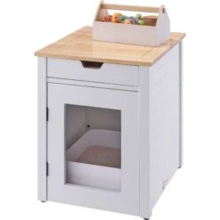 TRINITY 20-in Enclosure End Table With Drawer Cat Litter Box, White, Small 16 TRINITY 20-in Enclosure End Table With Drawer Cat Litter Box, White, Small -Cat Pet Supplies 940742 PT5. AC SS1800 V1692301028