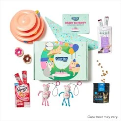 Goody Box Birthday Cat Toys, Treats & Collar & PetCakes Turkey Flavor Microwavable Birthday Cake Mix Kit With Fish Shaped Pan Cat Treats, 5-oz Bag -Cat Pet Supplies 947294 PT2. AC SS1800 V1693600694