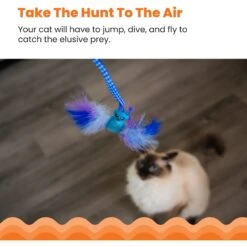 Catstages Tail Teaser Air Prey Play Wand Cat Toy, Blue -Cat Pet Supplies 976214 PT3. AC SS1800 V1696615462