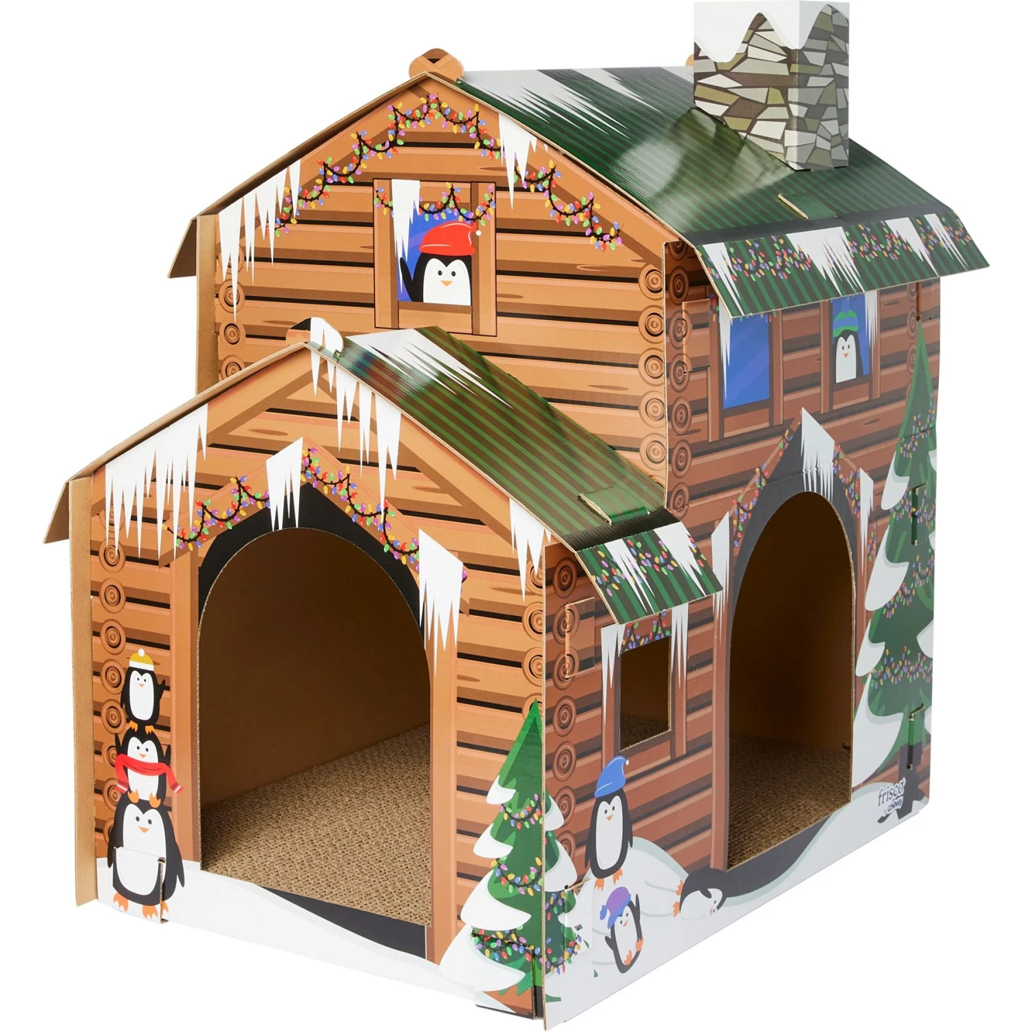 Frisco Holiday Log Cabin Cardboard Cat House & Frisco Holiday Santa's Workshop Cardboard Cat House 4 Frisco Holiday Log Cabin Cardboard Cat House & Frisco Holiday Santa's Workshop Cardboard Cat House - Image 2